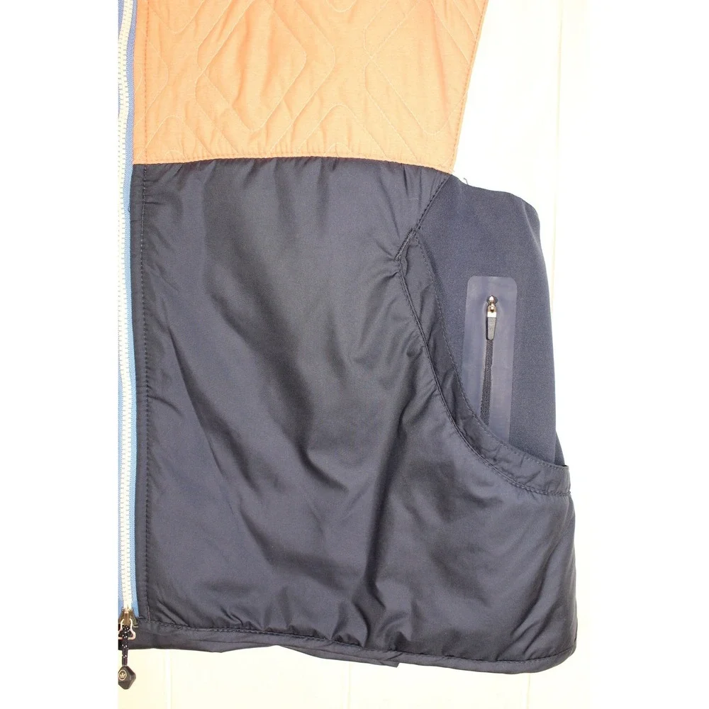 Peter Millar Women's Lizzie Hybrid Insulated Vest Saffron Navy Blue White SZ LG